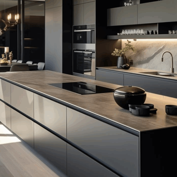 کابینت آشپزخانه با پوشش رنگ پولی اورتان